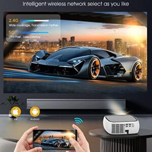 5G WiFi 1080P Projector Bluetooth 4K Supported - BIGASUO 420 ANSI Outdoor Movie Projector with 4D/4P Keystone & 50% Zoom, Portable Home Theater HD Video Projector for PS4, TV Stick, Laptop, Phone