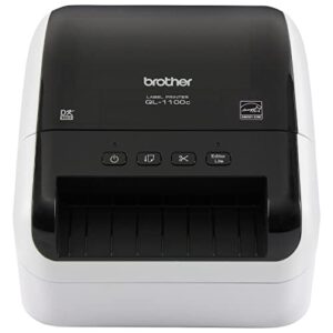 brother ql-1100c wide format, postage and barcode professional thermal label printer, black