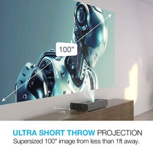 Optoma CinemaX D2 Smart Black True 4K UHD Laser Projector with Android TV for Home Theater | Ultra-Short Throw | Bright 3,000 Lumens with HDR 10 | eARC Audio