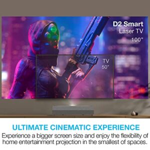 Optoma CinemaX D2 Smart Black True 4K UHD Laser Projector with Android TV for Home Theater | Ultra-Short Throw | Bright 3,000 Lumens with HDR 10 | eARC Audio