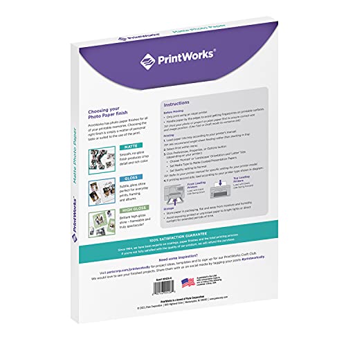 Printworks Matte Photo Paper for Inkjet Printers, Printable on Both Sides, 6.5 mil, 8.5 x 11 inches, 80 Sheets (00426-6)