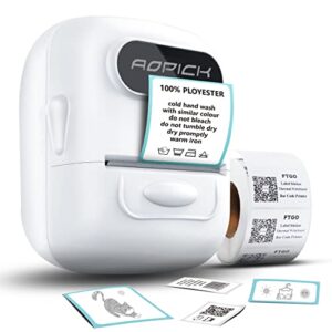 aopick label-maker barcode-label-printer, p50 portable thermal label maker machine with tape for address, clothing, jewelry, retail, barcode, small business home office compatible ios android-white
