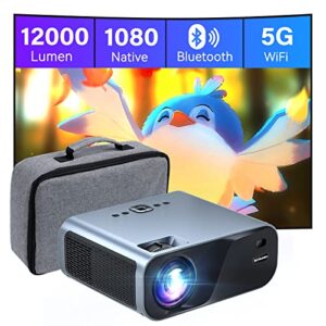 surewheel projector, 1080p native projector with wifi and bluetooth, 12000 lumens bluetooth projector 220″ display, outdoor movie projector compatible with tv stick/hdmi/ios/android