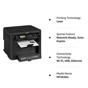 Canon imageCLASS MF242dw All-in-One Wireless Monochrome Laser Printer- Black - Print Scan Copy - 28 ppm, 600x600 dpi, 512MB Memory, Auto 2-Sided Printing, 250-sheet Capacity, 5-Line LCD