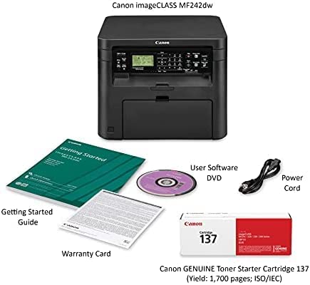 Canon imageCLASS MF242dw All-in-One Wireless Monochrome Laser Printer- Black - Print Scan Copy - 28 ppm, 600x600 dpi, 512MB Memory, Auto 2-Sided Printing, 250-sheet Capacity, 5-Line LCD