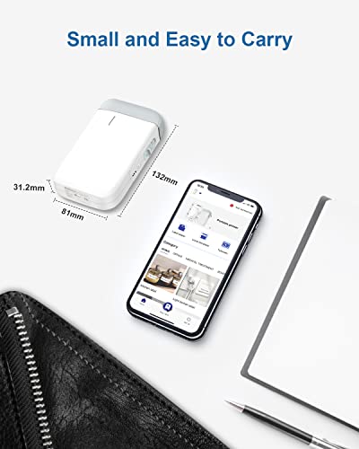 Label Maker, POLONO P10 Mini Label Printer, Portable Wireless Connection Label Maker Machine with Tape, Multiple Templates Available for Smartphone Easy to Use Office Home Organization Kitchen Storage