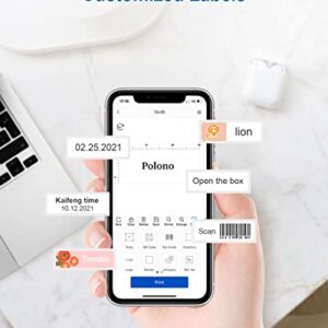 Label Maker, POLONO P10 Mini Label Printer, Portable Wireless Connection Label Maker Machine with Tape, Multiple Templates Available for Smartphone Easy to Use Office Home Organization Kitchen Storage