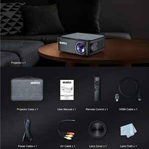 Projector, WiMiUS Upgrade 5G WiFi Bluetooth Projector Native 1920x1080 60Hz Outdoor Projector 4K Support 4P/4D Keystone, Zoom 500" Screen PPT Works with Fire TV Stick PC DVD PS5 Smartphones (200000H)