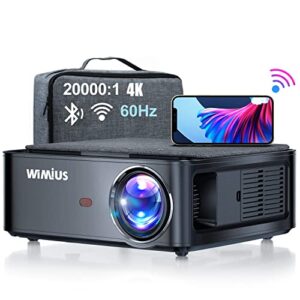 Projector, WiMiUS Upgrade 5G WiFi Bluetooth Projector Native 1920x1080 60Hz Outdoor Projector 4K Support 4P/4D Keystone, Zoom 500" Screen PPT Works with Fire TV Stick PC DVD PS5 Smartphones (200000H)