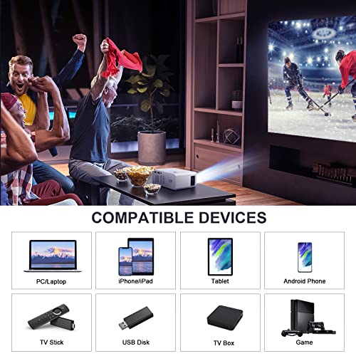 ZDK Mini Projector with WiFi,1080P HD Supported Portable Video Projector,8500LM,200"Display,Outdoor Movie Projector Compatible with iOS/Android Phone/Tablet/Laptop/PC/TV Stick/HDMI/USB/AV/Game Console