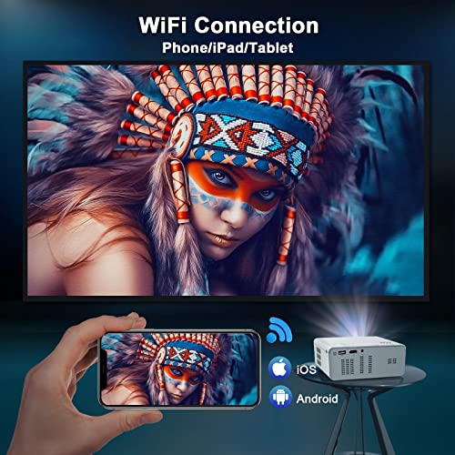 ZDK Mini Projector with WiFi,1080P HD Supported Portable Video Projector,8500LM,200"Display,Outdoor Movie Projector Compatible with iOS/Android Phone/Tablet/Laptop/PC/TV Stick/HDMI/USB/AV/Game Console