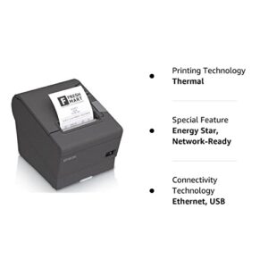 Epson C31CA85656 TM-T88V Thermal Receipt Printer with Power Supply, Energy Star Rated, Ethernet and USB Interface, Dark Gray (Renewed)