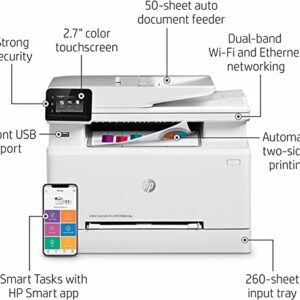 HP Color Laserjet Pro MFP M283cdw All-in-One Wireless Laser Printer - 50-Sheet ADF, Auto Duplex Printing - Remote Mobile Print Scan Copy Fax, 22ppm, 8.5x14, 600dpi, Ethernet, Cbmoun Printer_Cable