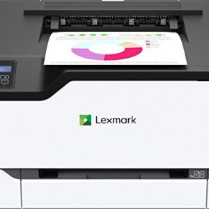 Lexmark C3326dw Color Laser Printer with Wireless Capabilities, Standard Two-Sided Printing, Two Line LCD Screen with Full-Spectrum Security and Prints Up to 26 ppm (40N9010), White/Gray