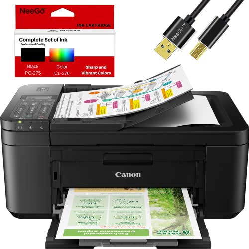 Canon Pixma TR-Series Wireless All-in-one Inkjet Printer with Copy, Scan, Fax and Mobile Printing + Bonus Set of NeeGo Ink and 6 Ft NeeGo Printer Cable