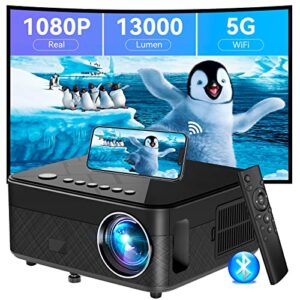 4k fhd wifi projector, bluetooth projector, 200″ portable movie projector, 13000 lumens 500 ansi home theater video projector compatible with hdmi, usb, laptop, ios & android smartphone
