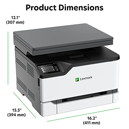 Lexmark MC3224dwe Color Multifunction Laser Printer with Print, Copy, Scan, and Wireless Capabilities, Two-Sided Printing with Full-Spectrum Security and Prints Up to 24 ppm (40N9040), White, Gray