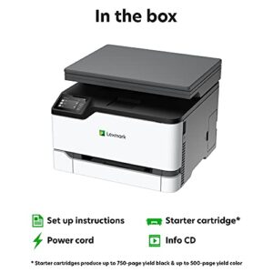 Lexmark MC3224dwe Color Multifunction Laser Printer with Print, Copy, Scan, and Wireless Capabilities, Two-Sided Printing with Full-Spectrum Security and Prints Up to 24 ppm (40N9040), White, Gray