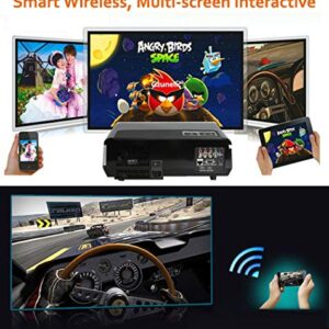 Gzunelic 9500 lumens Android WiFi Projector Real Native1080p Video Projector LCD LED Full HD Theater Proyector with Bluetooth Wireless Mirror to Smart Phone by Airplay or Miracast Ideal for Home