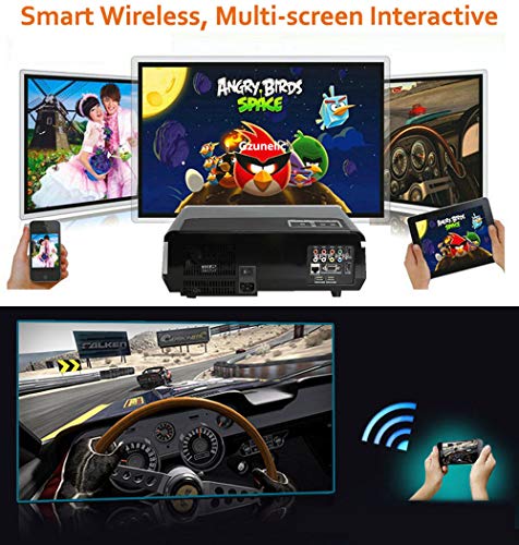 Gzunelic 9500 lumens Android WiFi Projector Real Native1080p Video Projector LCD LED Full HD Theater Proyector with Bluetooth Wireless Mirror to Smart Phone by Airplay or Miracast Ideal for Home