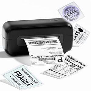 thermal label printer, shipping label printer 4×6, commercial direct desktop label printer, thermal label maker compatible with amazon, ebay, shopify, etsy, ups, usps, fedex (black)