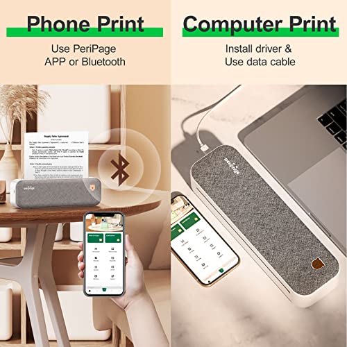 PeriPage Thermal Inkless Portable Printer, Supports 8.26"x11.69" US Letter, Wireless Bluetooth Mobile Travel Printer, Compatible with Android and iOS, Prints Documents,Tattoo Paper, Photos