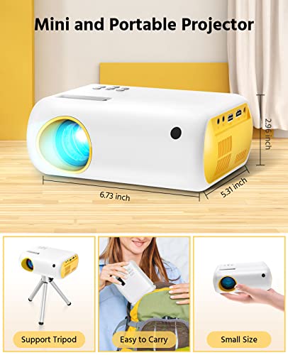 Mini Projector, ARTSEA Full HD 1080P 7000L Portable Projector for Outdoor Movie, LED Pico Video Projector for Home Theater, Phone Projector Compatible with HDMI, USB, TV Stick, Laptop, iOS and Android