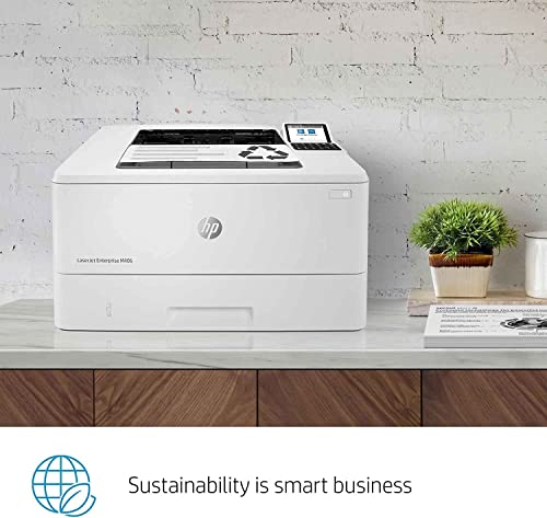 HP Laserjet Enterprise M406dn Wired Monochrome Laser Printer, Black and White - Print Only - 2.7" LCD, 42 ppm, 1200 x 1200 dpi, Automatic Duplex Printing, USB, Ethernet, Cbmou Printer Cable