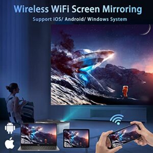 WiFi Bluetooth Projector, Native 1080P HD Movie Projector with Carrying Case, 9500LM 4K Supported 200" Display Home Theater, Compatible with iOS/ Android/ Xbox/ PS5/ TV Stick/ HDMI…