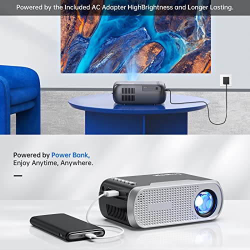 Mini Projector for iPhone, Woohug Mini Portable Projector for Kids Gifts, Movie Projector for Outdoor use, Small Home Theater Projector Full HD 1080P Supported Projector Compatible with HDMI, USB