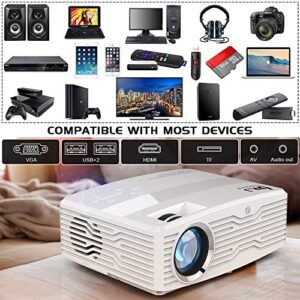 Full HD Native 1080P 4K Projector, 12000L 350 ANSI Brightness with Wired Mirroring Screen, Up to 300" Projection Screen Size, Compatible with TV Stick/HDMI/DVD Player/AV for Outdoor Indoor Movies