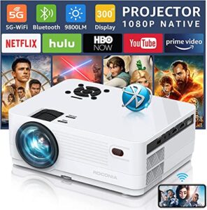 1080p hd projector with wifi and bluetooth,roconia 9800lm 4k projector,300″ outdoor movie projector,home theater video projector compatible with laptop, hdmi, vga, usb, ios & android smartphone