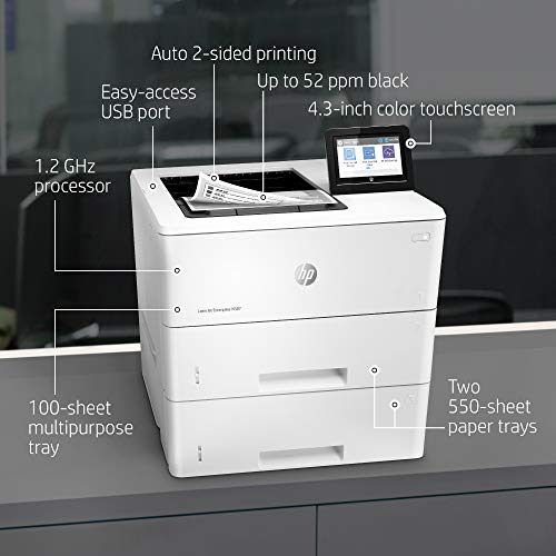 HP LaserJet Enterprise M507x Wireless Monochrome Printer with built-in Ethernet, 2-sided printing & extra paper tray (1PV88A)