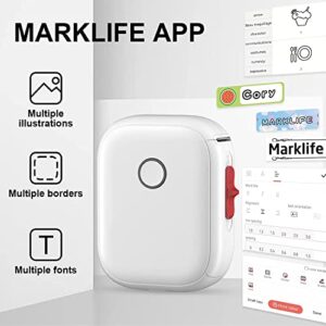 Label Maker-Portable Mini Sticker Marker Machine with Tape-Marklife P12 Bluetooth Embossing Labeler Printer for Labeling for Labelmaker Labeller Organization Lable Print (White)