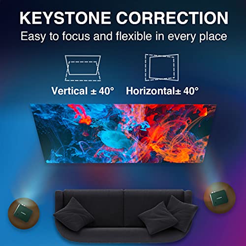 UVISION Native 1080P Full HD Projector, Keystone Correction and Dust-Proof Design to Extend Lifetime, Home Theater & Office Projector, Compatible: Roku, FireTV, Laptop, Phone, Tablets, PS5