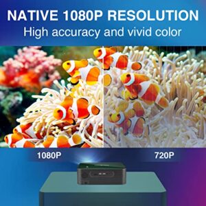 UVISION Native 1080P Full HD Projector, Keystone Correction and Dust-Proof Design to Extend Lifetime, Home Theater & Office Projector, Compatible: Roku, FireTV, Laptop, Phone, Tablets, PS5