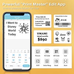 Phomemo M120 Label Maker- Barcode Printer Bluetooth Thermal Label Maker Machine 2 Inch 50mm Barcode Label Printer for Retail, QR Code, Small Business, Compatible with Android, iOS & PC, Black