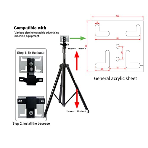 Missyou 3D Hologram Fan Stand with Multi-Function Base, Height 39.4 to 69 Inch, 150 Pounds Load-Bearing for A Variety of Hologram Fans