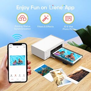 Liene 4x6'' Rechargeable Photo Printer Bundle (100 pcs +3 Ink Cartridges), Wireless Photo Printer for iPhone, Smartphone, Android, Computer, Dye Sublimation Printer, Photo Printer for Travel, Home Use