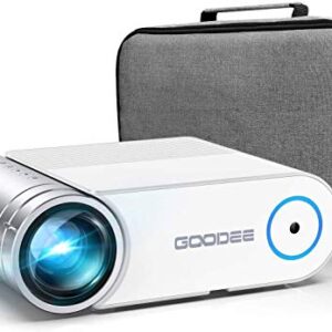 Projector, GooDee 2021 G500 Video Projector 6000L, 1080P and 200" Supported Portable Movie Projector with 50,000 Hrs Lamp Life, Home Theater Projector Compatible with TV Stick, HDMI, Phone (YG420)