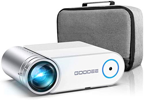 Projector, GooDee 2021 G500 Video Projector 6000L, 1080P and 200" Supported Portable Movie Projector with 50,000 Hrs Lamp Life, Home Theater Projector Compatible with TV Stick, HDMI, Phone (YG420)