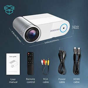 Projector, GooDee 2021 G500 Video Projector 6000L, 1080P and 200" Supported Portable Movie Projector with 50,000 Hrs Lamp Life, Home Theater Projector Compatible with TV Stick, HDMI, Phone (YG420)