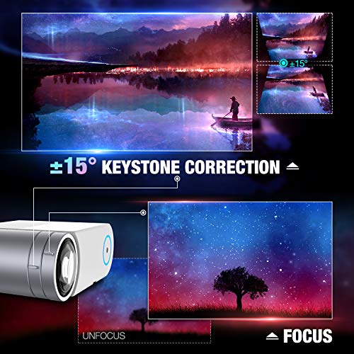 Projector, GooDee 2021 G500 Video Projector 6000L, 1080P and 200" Supported Portable Movie Projector with 50,000 Hrs Lamp Life, Home Theater Projector Compatible with TV Stick, HDMI, Phone (YG420)