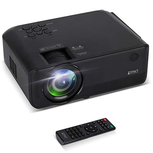 Living Enrichment Mini Projector, 1080P HD Supported Portable Video Projector, 7000 Lumen 50,000 Hours Led Lamp, 200'' Projection Display, Compatible with HDMI VGA USB DVD for Home Entertainment