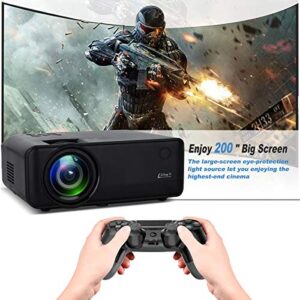 Living Enrichment Mini Projector, 1080P HD Supported Portable Video Projector, 7000 Lumen 50,000 Hours Led Lamp, 200'' Projection Display, Compatible with HDMI VGA USB DVD for Home Entertainment