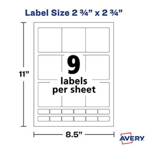 Avery Printable Blank Square Labels, 2.75" x 2.75", Matte White, 630 Customizable Labels (5196)