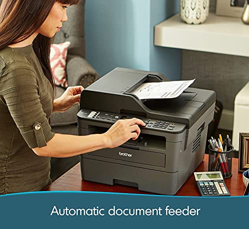 Brother MFC-L2710DW All-in-One Wireless Monochrome Laser Printer, Black - Print Copy Scan Fax - 32 ppm, 2400 x 600 dpi, 50-Sheet ADF, Auto Duplex Printing, Voice Activated, Ethernet (Renewed)