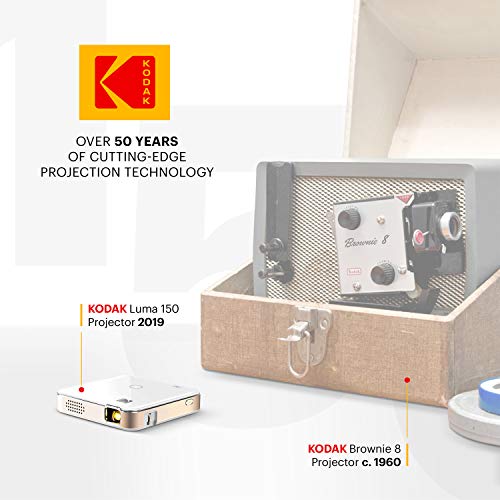 KODAK Luma 150 Pocket Projector | Portable Movie Projector w/Built-in Speaker for Home & Office Produces Images Up to 150” - Includes Soft Case