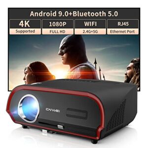 4k outdoor projector with 5g wifi bluetooth,native 1080p business projector 1100ansi lumen for home theater daytime,smart android projector compatible with netflix disney+ hulu youtube ios pc tv stick