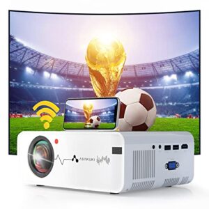 Mini Projector, Portable WiFi Movie Projector for Outdoor Use, 8000L 1080P HD and 200'' Screen Supported, with Great Sound Quality for Home Theater Video, Compatible with iPhone/iOS/Android/HDMI/TV